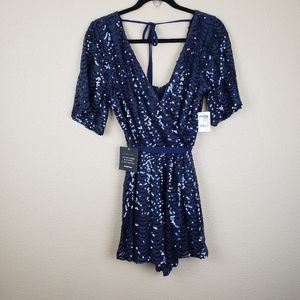 NWT Charlotte Russe Dark Blue Sequin Romper